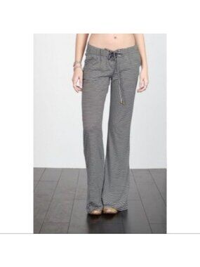 POL Cozy Black Stripe Drawstring Pants